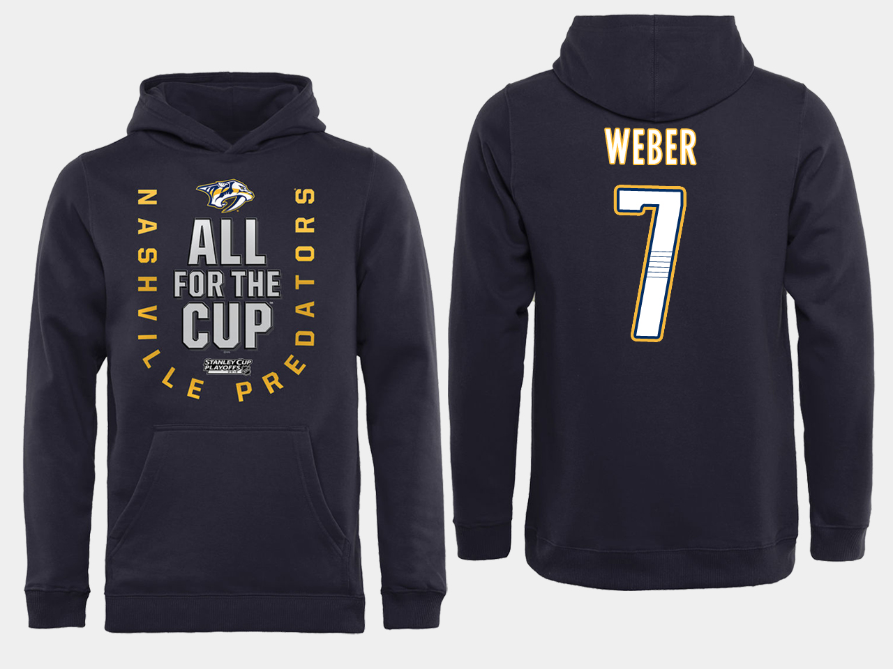 Men NHL Adidas Nashville Predators #7 Weber black ALL for the Cup hoodie